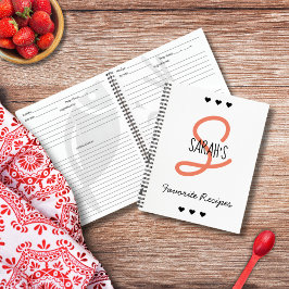 Cuaderno Receta de monograma de escritura simple personaliz