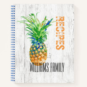 Cuaderno Receta de Monograma de Familia Rústica Tropical d