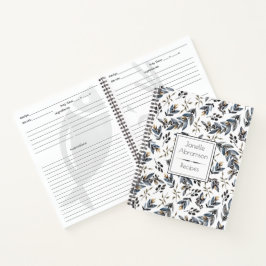 Cuaderno Receta de Monograma de Hojas y Bayas de Acuarela N
