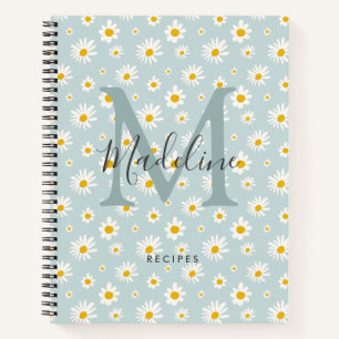 Cuaderno Receta de Monograma de Letra Script Azul Verde con