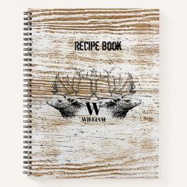 Cuaderno Receta de Monograma de Madera Rústica de Cerveza d
