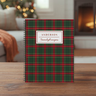 Cuaderno Receta de Navidad Clásica de Plaid con Apellido de