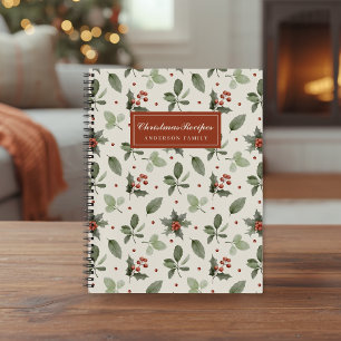 Cuaderno Receta de Navidad con Nombre de Familia de Bayas d