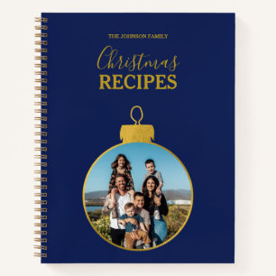 Cuaderno Receta de Navidades de Ornamentos de Oro Azul
