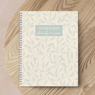 Cuaderno Receta de nombre de familia de crema y salvia eleg