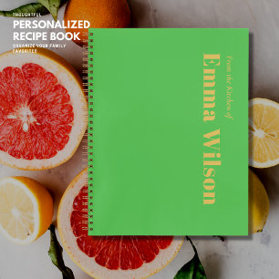 Cuaderno Receta de nombre de monograma verde Minimalista si