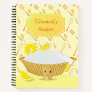 Cuaderno Receta de nombre de pieza de limón sonriente ilus