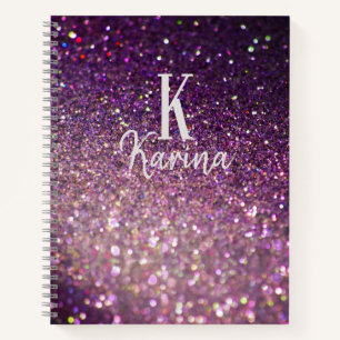 Cuaderno Receta de nombre en letra cursiva con monograma de
