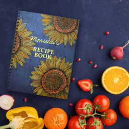 Cuaderno Receta de nombre personalizado azul de la Marina d