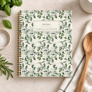 Cuaderno Receta de nombre personalizado con vegetación en a
