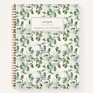 Cuaderno Receta de nombre personalizado con vegetación en a