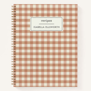 Cuaderno Receta de nombre personalizado de cuadros de gingh
