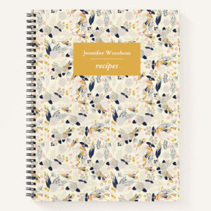 Cuaderno Receta de nombre personalizado de patrón floral de