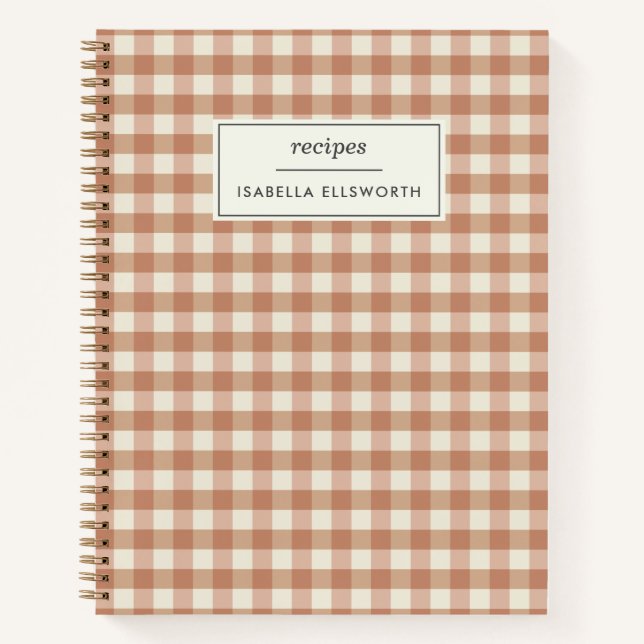 Cuaderno Receta de nombre personalizado Retro Terracotta Gi (Anverso)
