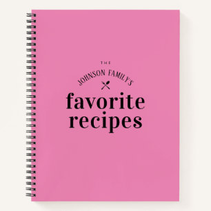 Cuaderno Receta de nombre personalizado rosa retro vintage