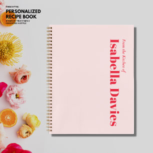 Cuaderno Receta de nombres de monograma rojo Rubor simple m
