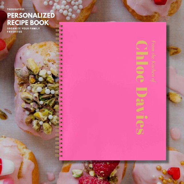 Cuaderno Receta de nombres de monograma rosa y dorado negri (Subido por el creador)
