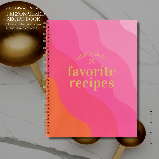 Cuaderno Receta de nuevo compromiso rosado retro audaz (Subido por el creador)