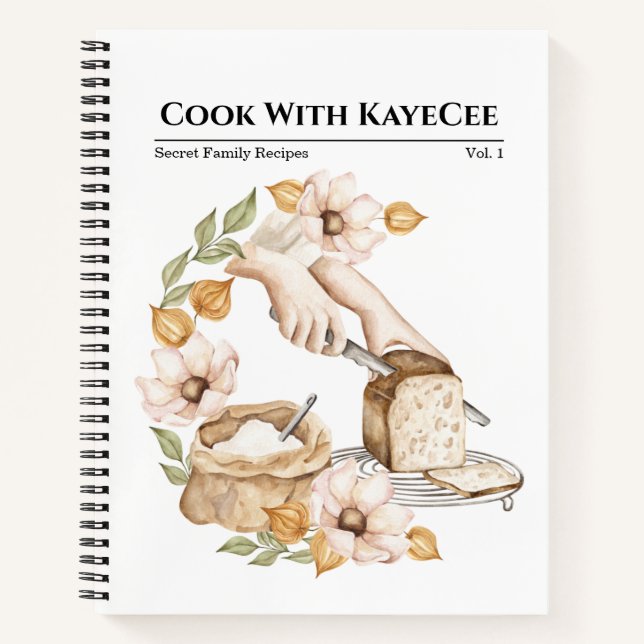 Cuaderno Receta de pan en blanco acuarela (Anverso)