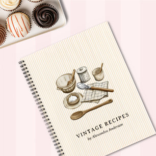 Cuaderno Receta de panadería con utensilios de cocina vitíc