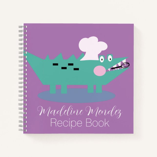Cuaderno Receta de panadero de cocodrilo lindo para niños  (Anverso)