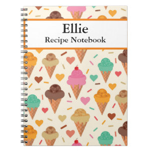 Cuaderno Receta de patrón de cono de helado personalizado