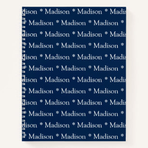 Cuaderno Receta de patrón de nombre personalizado azul mari