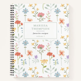 Cuaderno Receta de patrón floral acuático de flores silvest