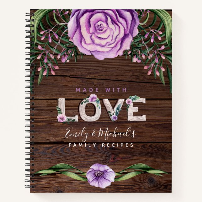 Cuaderno Receta de Personalizado de florecimiento rústico r (Anverso)