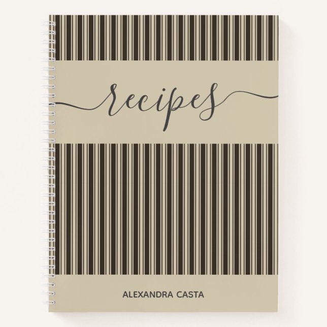 Cuaderno Receta de Personalizado de guiones Minimalistas a  (Anverso)