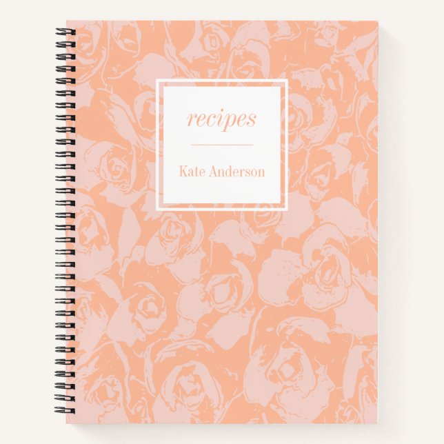 Cuaderno Receta de Personalizado de patrón floral rosa de c (Anverso)