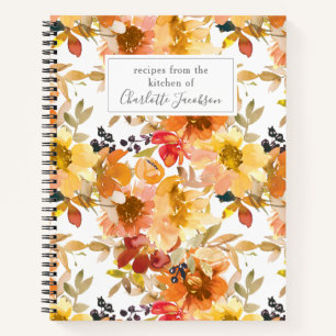 Cuaderno Receta de Personalizado floral de color amarillo e