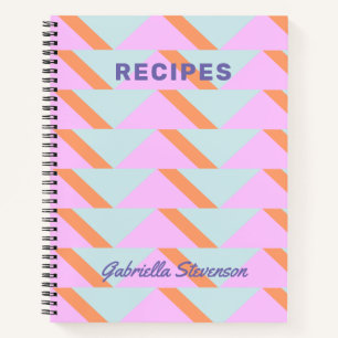 Cuaderno Receta de Personalizado Geométrico Retro Pastel ro