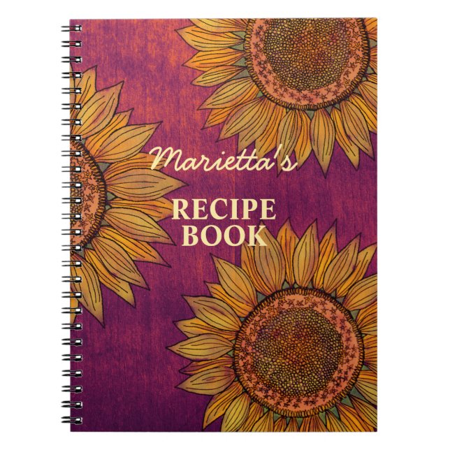 Cuaderno Receta de Personalizado púrpura de arte de girasol (Frente)