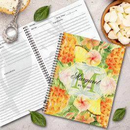 Cuaderno Receta de piña tropical floral