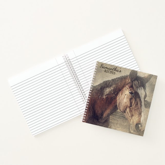 Cuaderno Receta de pintura de caballo marrón personalizada (Interior)