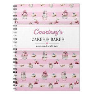 Cuaderno Receta de postre de pastelito rosa Cocina culinari