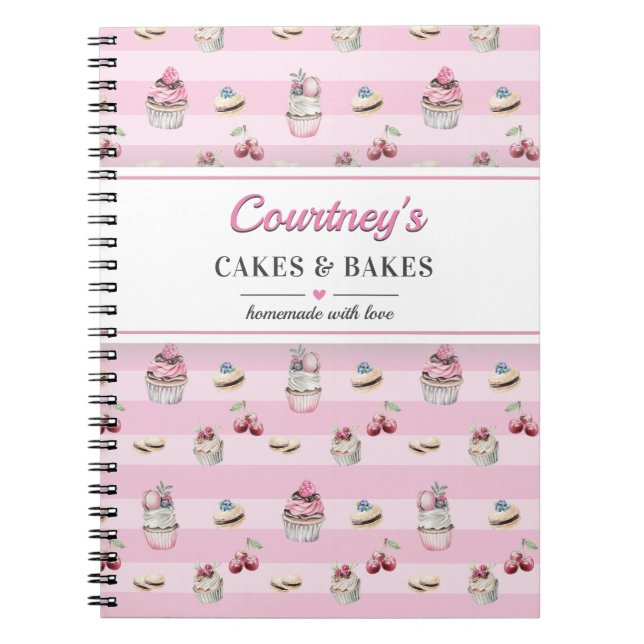 Cuaderno Receta de postre de pastelito rosa Cocina culinari (Frente)