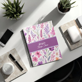 Cuaderno Receta de primavera botánica rosa pastel lila romá