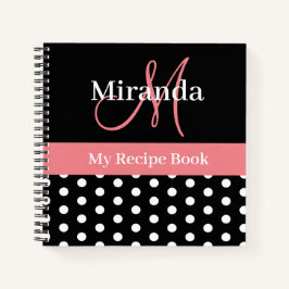 Cuaderno Receta de puntos de polka con escritura de monogra
