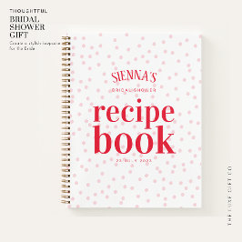 Cuaderno Receta de recetas de ducha de novias rosa y rojo m