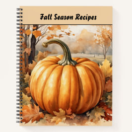 Cuaderno Receta de recetas para calabaza temática de la tem