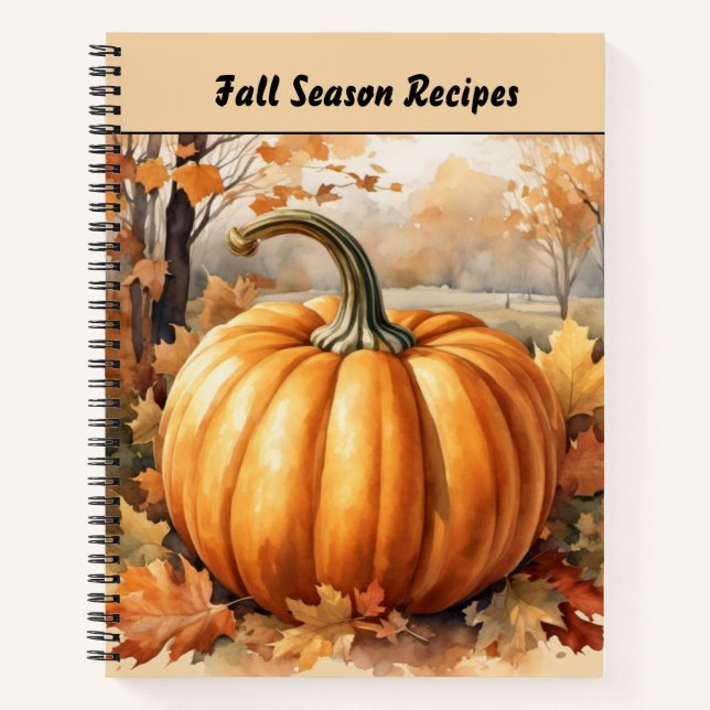 Cuaderno Receta de recetas para calabaza temática de la tem (Anverso)