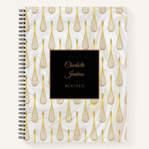 Cuaderno Receta de remolinos de mármol con patrón de batido
