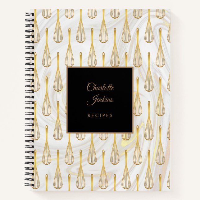 Cuaderno Receta de remolinos de mármol con patrón de batido (Anverso)