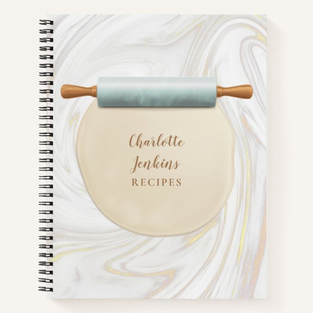 Cuaderno Receta de Rodillo de Mármol con Remolinos (Anverso)