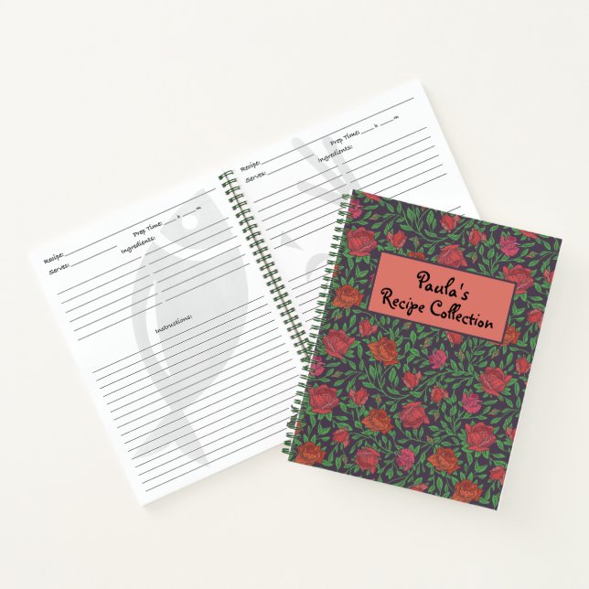 Cuaderno Receta de Rosas de Fuchsia Roja gótica y perfecta  (Interior)