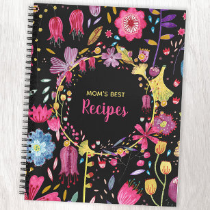 Cuaderno Receta de texto de Personalizado floral de color a