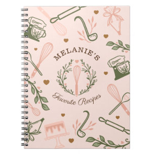 Cuaderno Receta de Utensil de hormigón verde rosa y oliva