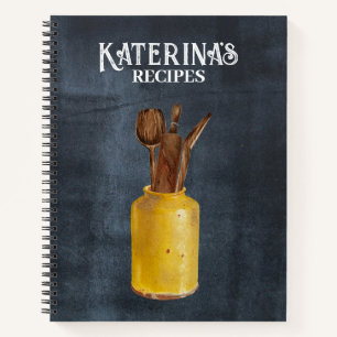 Cuaderno Receta de utensilios de cocina retro para chalkboa